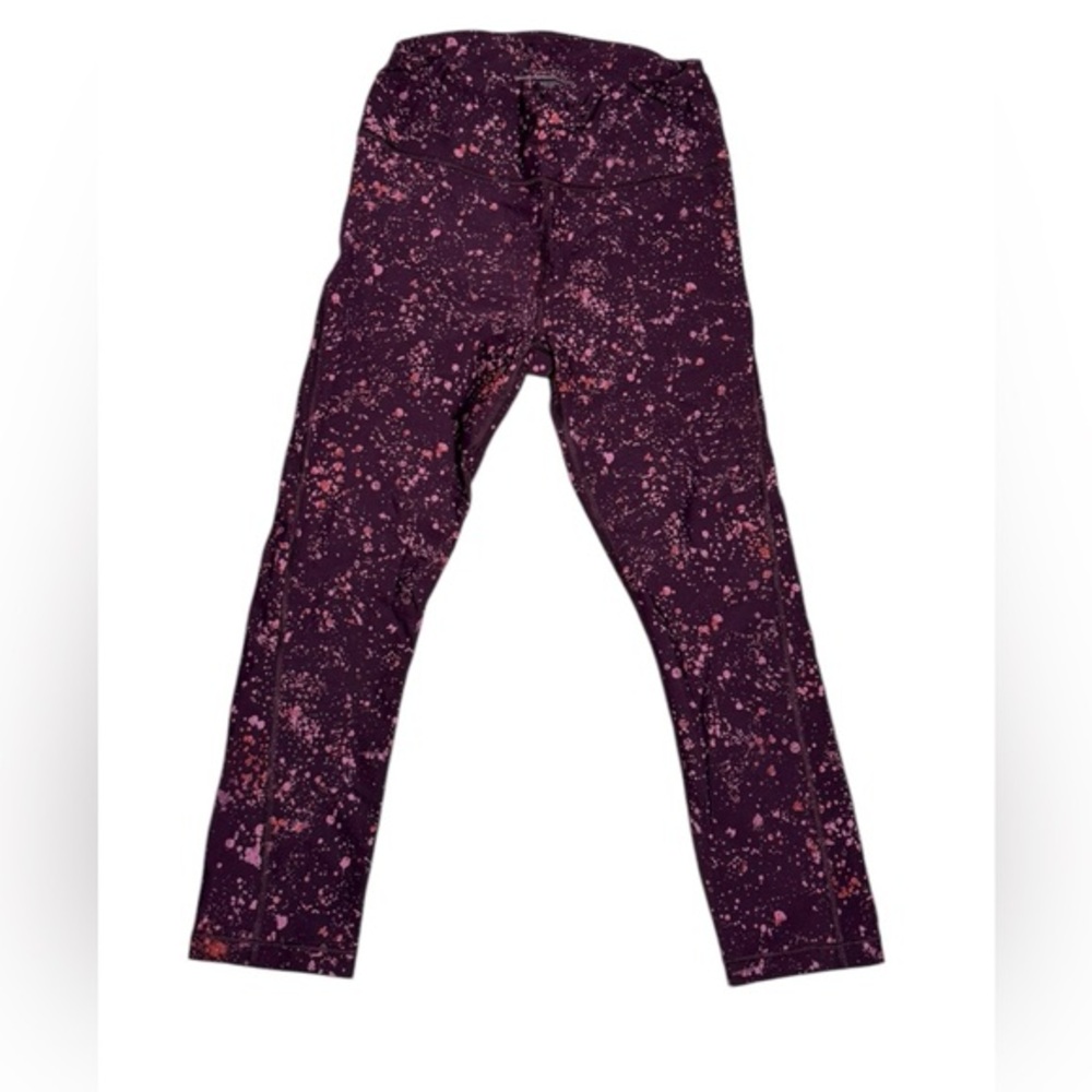 Athleta ultimate stash pocket splat‎ crop leggings small wine pink orange
